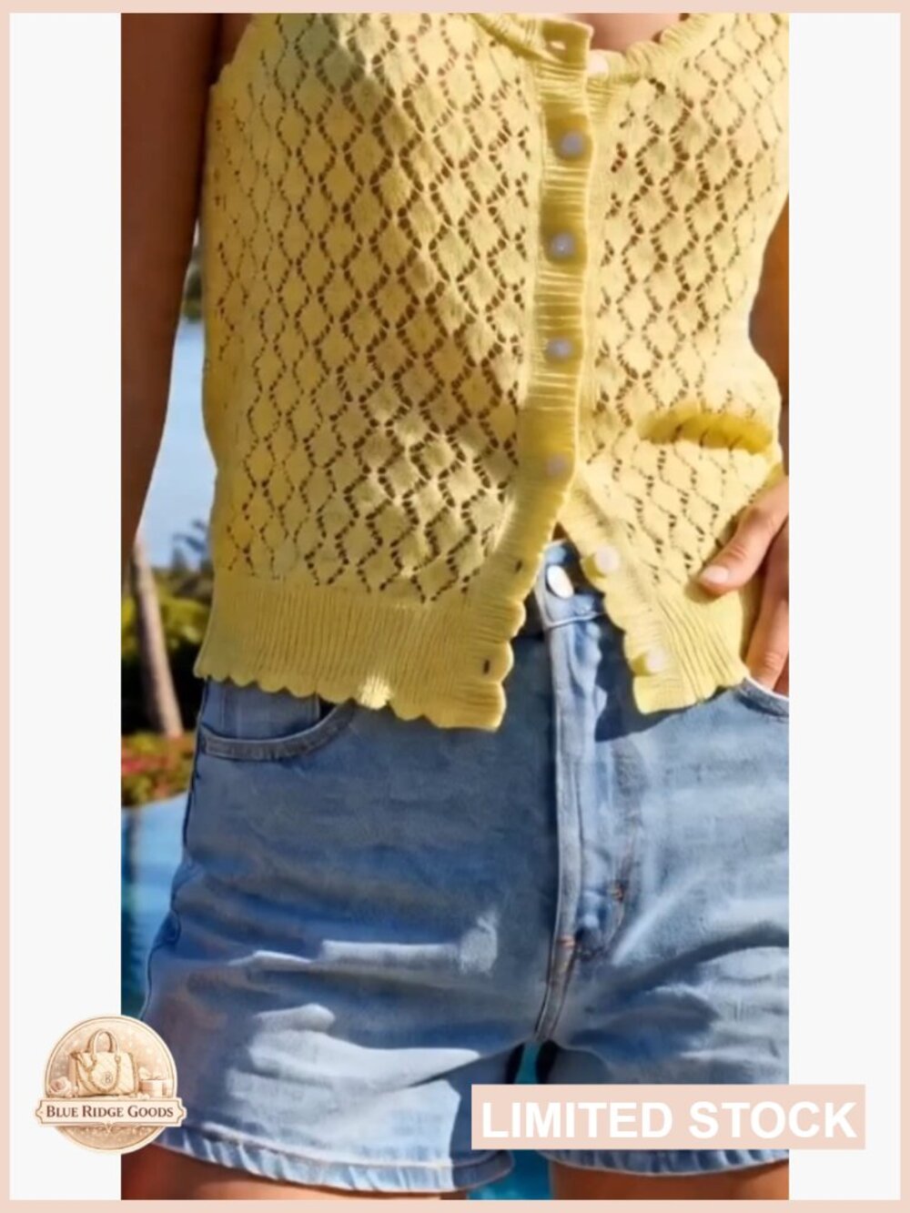 Crochet Sleeveless Sweater Vest Boho Knit Button Down Cardigan Top - Picture 6 of 7